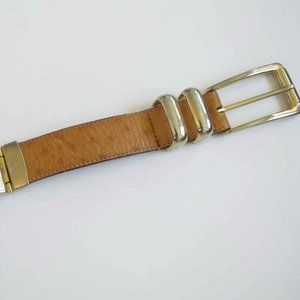 Carmel Brown Leather Belt with Gold Clasp Vintage
